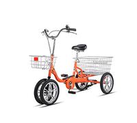 IPAGSEFWE Tricycle pour Adulte, Adult Tricycle with Adjustable Handlebars Rear Shopping Basket 3-Wheel Bike Orange & Dark Green(Orange)