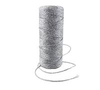 Ipalmay Bobine de ficelle métallique de boulanger 100 m Triple épaisseur pour bricolage, loisirs créatifs ou emballage cadeau Taille unique Argenté.