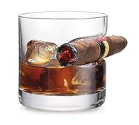 iPawde Whisky Cigar Glass, Double Verre à l'ancienne avec Repose-Cigare intégré, Convient au Whisky, Scotch, bière, vin (Ronde)