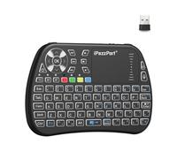 iPazzPort Mini clavier Bluetooth avec pavé tactile, mini clavier et souris sans fil 2,4 G avec support d'apprentissage infrarouge, rétroéclairé RVB cyclique, rechargeable pour PC, Smart TV, ordinateur
