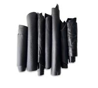 IPEA 1 kg Chutes de Cuir - Découpes de Vraie Peau Noire en Tailles Aléatoires - Pièces de Formes Variées - Restes de Production Artisanale