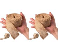IPEA 2x Rouleaux Rubans Jute de 50 mm pour Décoration, Couture, Bricolage - 20 mètres - 2 Ruban Toile de Jute pour Meubles, Emballages Cadeaux, Bonbonnières, Artisanat pour Mariage et Célébration