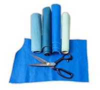 IPEA 500 Grammes Chutes de Cuir Véritable couleur Bleu - Made in Italy - Découpes dans Différentes Formes Nuances, Épaisseurs et Types - 4 Coupelles de Cuir Premium - Restes de Production Artisanale