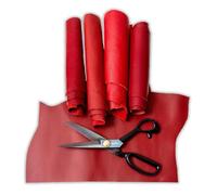 IPEA 500 Grammes Chutes de Cuir Véritable couleur Rouge - Made in Italy - Découpes dans Différentes Formes Nuances, Épaisseurs et Types - 4 Coupelles de Cuir Premium - Restes de Production Artisanale