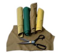 IPEA 500 Grammes Chutes de Cuir Véritable couleur Vert - Made in Italy - Découpes dans Différentes Formes Nuances, Épaisseurs et Types - 4 Coupelles de Cuir Premium - Restes de Production Artisanale