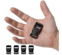 IPEA Boucles en Plastique 20 mm pour Sac à Dos et Sacs - 4 pièces - Fabriqué en Italie - Boucle à Double Ouverture pour Accessoires, Couture, Sangles de Sacs, Vêtements - Noir