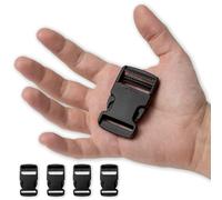 IPEA Boucles en Plastique 30 mm pour Sac à Dos et Sacs - 4 pièces - Fabriqué en Italie - Boucle à Double Ouverture pour Accessoires, Couture, Sangles de Sacs, Vêtements - Noir 20 mm