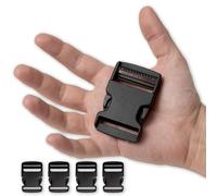 IPEA Boucles en Plastique 40 mm pour Sac à Dos et Sacs - 4 pièces - Fabriqué en Italie - Boucle à Double Ouverture pour Accessoires, Couture, Sangles de Sacs, Vêtements - Noir