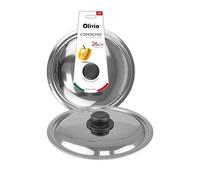 IPEA Couvercle pour Poêle ou Casserole en Acier Inoxydable - 18/20 / 22/24 / 26/28 cm - Couvercle Rond Universel avec Pommeau pour Poêles de Cuisine et Casseroles - Lavable au Lave-Vaisselle