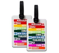 IPEA Étiquettes à Bagages, - 2 unités - Étiquettes pour Valises de Voyage avec Nom - Plaques Classiques en Plastique Antichoc Haute Résistance pour Chariot, Vacances, Voyage - Design Pays