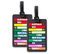 IPEA Étiquettes à Bagages, - 2 unités - Étiquettes pour Valises de Voyage avec Nom - Plaques Classiques en Plastique Antichoc Haute Résistance pour Chariot, Vacances, Voyage - Design Pays