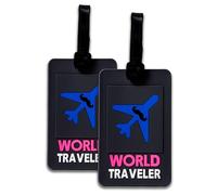 IPEA Étiquettes pour valises de voyage - 2 unités - étiquettes pour bagages avec nom - Plaques classiques en plastique antichoc à haute résistance pour chariot, vacances - design avion