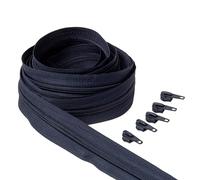 IPEA Fermeture éclair bleue chaîne continue de 5 mètres de long + 15 curseurs en métal - Chaîne mesure #5 - Fabriqué en Italie - Charnières en nylon - Zip - Découpable pour couture au mètre - Largeur