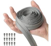 IPEA Fermeture Éclair Chaîne Continue taille #3 Grise - [ 5 MÈTRES + 15 CURSEURS EN MÉTAL ] - Made in Italy - Zip à Découper pour Couture, Vêtements, Accessoires - Largeur 30 mm - Gris