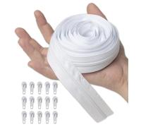 IPEA Fermeture Éclair Chaîne Continue taille #5 Blanche - [ 5 MÈTRES + 15 CURSEURS EN MÉTAL ] - Made in Italy - Zip à Découper pour Couture, Vêtements, Accessoires - Largeur 30 mm - Blanc