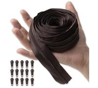 IPEA Fermeture Éclair Chaîne Continue taille #5 Marron - [ 5 MÈTRES + 15 CURSEURS EN MÉTAL ] - Made in Italy - Zip à Découper pour Couture, Vêtements, Accessoires - Largeur 30 mm - Marron