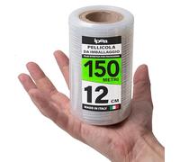 IPEA Film étirable Transparent pour Emballage - 150 mètres x 12 cm - Fabriqué en Italie - Rouleau Film Extensible de protection, emballage d'objets dans le transport - Anti-Déchirure et Anti-Rayures