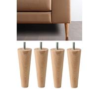 IPEA Pieds de Meuble et Canapé en Bois - Hauteur 16 CM - Fabriqué en Italie - Lot de 4 Pieds en Bois Brut en Forme de Cône pour Armoires et Fauteuils - Couleur Claire