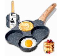IPEA Poêle à Crêpes Pancake 4 Trous - Anti-adhésive pour induction et Gaz - 21 cm - en Aluminium pour Omelette, Crêpes, Oeufs, Hamburgers - de Cuisine - Poignée Super Comfort