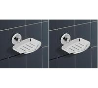 IPEA Porte-Savon Mural Adhésif en Métal - Pas Besoin de Perçage - Design Moderne - Porte-Savon ou Éponge - Coquille (Lot de 2)