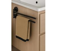 IPEA Porte Serviette adhésif Mural ou mobilier de Salle de Bain - Pas Besoin de perçage - Design Moderne avec Double Bras Mobile - Porte-Serviettes Mural à Coller dans la Salle de Bain Douche - Noir