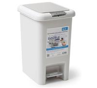 IPEA Poubelle de Cuisine à Pédale en Plastique - 6,5 Litres - Innovants à Double Ouverture - Design Minimal et Élégant - Poubelle pour Maison, Cuisine, Salle de Bain - Gris Clair