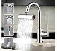 IPEA Robinet multifonction à cascade pivotant pour cuisine et salle de bain - 4 modes de jet d'eau - Douchette d'évier anti-éclaboussures avec adaptateur - Mitigeur - 4 types de pulvérisation