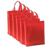 IPEA Sacs de Course Shopper en TNT - 5 pièces - Tote Bag - Dimensions 42 x 37 cm - Sac en Tissu non Tissé réutilisable pour le shopping et les loisirs et Noël - Sacs rouges Noël - Lot de 5 - Rouge