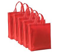 IPEA Sacs de Course Shopper en TNT - 5 pièces - Tote Bag - Dimensions 42 x 37 cm - Sac en Tissu non Tissé réutilisable pour le shopping et les loisirs - Sacs noirs en TNT - Lot de 5 - Rouge