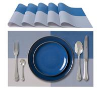 IPEA Sets de Table américains élégants 45 x 30 cm pour dîner, déjeuner, Petit déjeuner, 6 unités - Set de Table Lavable, résistant à la Chaleur, antidérapant, Anti-Taches pour Table de Cuisine - Bleu