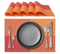 IPEA Sets de Table américains élégants 45 x 30 cm pour dîner, déjeuner, Petit déjeuner, 6 unités - Sets de Table Lavable, résistant à la Chaleur, antidérapant, Anti-Taches pour Table - Orange et Rouge