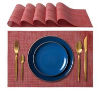 IPEA Sets de Table élégants 45 x 30 cm pour Dîner, Déjeuner, Petit Déjeuner - 6 unités - Set de Table Lavable, Résistant au Chaleur, antidérapant et Anti-Taches Tables Cuisine Salle à Manger - Rouge