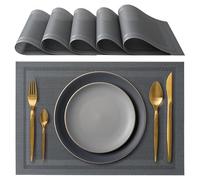 IPEA Sets de Table élégants 45 x 30 cm pour Dîner, Déjeuner, Petit Déjeuner - 6 unités - Set de Table Lavable, Résistant au Chaleur, antidérapant et Anti-Taches Tables Cuisine Salle à Manger - Gris