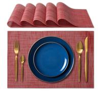 IPEA Sets de Table élégants 45 x 30 cm pour Dîner, Déjeuner, Petit Déjeuner - 6 unités - Set de Table Lavable, Résistant au Chaleur, antidérapant et Anti-Taches Tables Cuisine Salle à Manger - Rouge