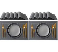 IPEA Sets de Table élégants 45 x 30 cm pour Dîner, Déjeuner, Petit Déjeuner - 6 unités - Set de Table Lavable, Résistant au Chaleur, antidérapant et Anti-Taches Tables Cuisine Salle à Manger - Gris