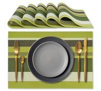 IPEA Sets de Table élégants 45 x 30 cm pour Dîner, Déjeuner, petit Déjeuner - 6 unités - Set de table lavable, Résistant au chaleur, antidérapant et anti-taches tables cuisine et salle à manger - Vert