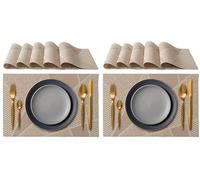 IPEA Sets de Table élégants 45 x 30 cm pour Dîner, Déjeuner, Petit Déjeuner - 6 unités - Set de Table Lavable, Résistant au Chaleur, antidérapant et Anti-Taches Tables Cuisine Salle à Manger - Beige