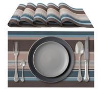 IPEA Sets de Table élégants 45 x 30 cm pour Dîner, Déjeuner, Petit Déjeuner - 6 unités - Set de Table Lavable, Résistant au Chaleur, antidérapant et Anti-Taches Tables Cuisine - Marron, Bleu, Beige