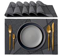 IPEA Sets de Table élégants 45 x 30 cm pour Dîner, Déjeuner, petit Déjeuner - 6 unités - Set de table lavable, Résistant au chaleur, antidérapant et anti-taches tables cuisine et salle à manger - Noir