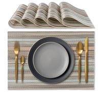 IPEA Sets de Table élégants 45 x 30 cm pour Dîner, Déjeuner, Petit Déjeuner - 6 unités - Set de Table Lavable, Résistant au Chaleur, antidérapant et Anti-Taches Tables Cuisine - Marron, Bleu, Beige