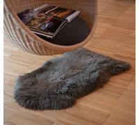 IPEA Tapis en Peau de Mouton Véritable Couleur Moka - Fabriqué en Italie - 100/110 cm - Tapis de Lit en Cuir Naturel - Fourrure Douce et Touffue pour Chambre à Coucher, Salon, Ameublement