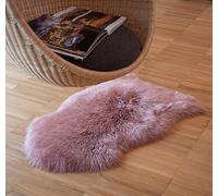 IPEA Tapis en Peau de Mouton Véritable Couleur Rose Antique - Fabriqué en Italie - 100/110 cm - Tapis de Lit en Cuir Naturel - Fourrure Douce et Touffue pour Chambre à Coucher, Salon, Ameublement