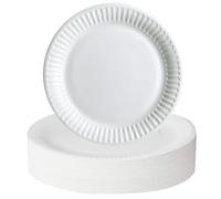 iPEAK Lot de 100 assiettes jetables en carton naturelles et recyclables idéales pour anniversaire, barbecue, pique-nique, fête, convient pour les aliments chauds et froids 18 cm