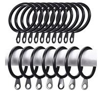 iPEAK Lot de 24 anneaux de rideaux en métal de 38 mm de diamètre intérieur pour tringles à rideaux (noir)