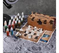 iPEAU Acrylique Miniature Peinture Set 22 Couleurs Dont Métalliques Or/Argent Primer&Shades et 7 NPC Figurine Kit Débutant RPG DND War Hammer Gaming Sci-FI Maquettes Speedpainting en 1 Couche
