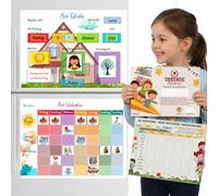 iPEAU Calendrier et Semainier Enfant, Planificateur, Routine Jour Soir | En allemande-tableaux magnétiques 29×21cm-146 Pictogramme Aimants-Jouet enfant Montessori Ludique 3-8 Ans-frigo ou mur