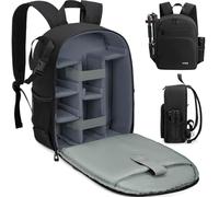 IPEB Sac à dos pour appareil photo avec support pour trépied Boîtier étanche pour appareil photo Sac à dos de photographie Anti-vol pour appareil photo DSLR/SLR sans miroir Nikon Sony Canon (Noir-Gris