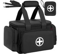 IPEB Sac de Premiers Secours Vide, Voyage ou Urgence,Noir,27 x 17 x 19 cm | Sac médical professionnel - Grand sac d'urgence pour infirmières, médecins ménagers, soins à domicile