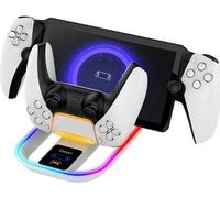 iPega Charger Dock with RGB 2in1 for Playstation Portal Remote Player and PS5 Controller Blanc