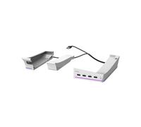 Ipega pour Console PS5 SLIM Support de Rangement Horizontal Portable avec 4 USB Lumières Colorées RVB Support Plat, Blanc